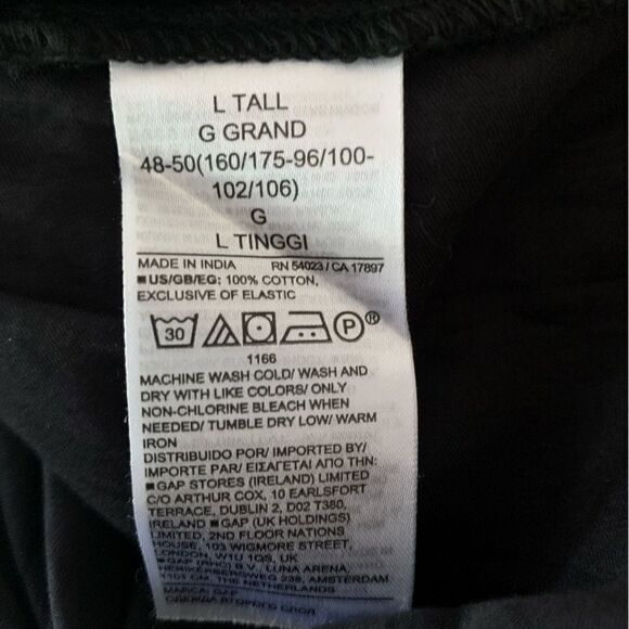 GAP MilkMaid Smocked Waist Peasant Sleeve Cotton Dress Black Sz L Tall - Picture 5 of 10